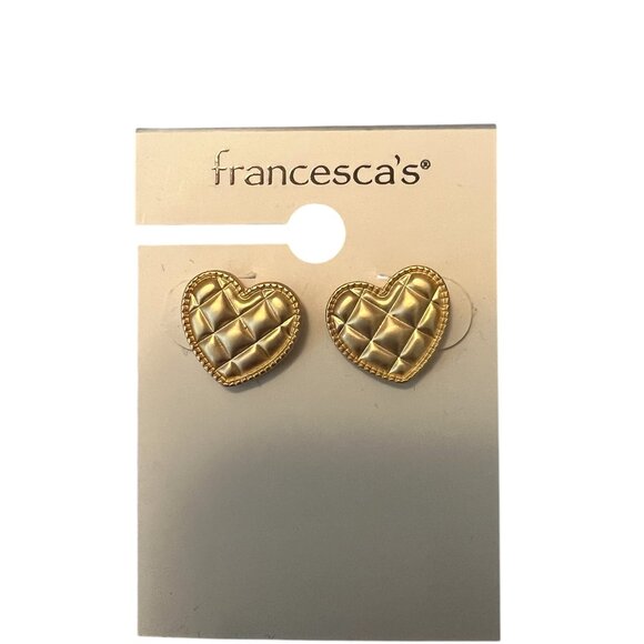 NWT Francesca's Quilted Heart Earrings - Picture 1 of 2